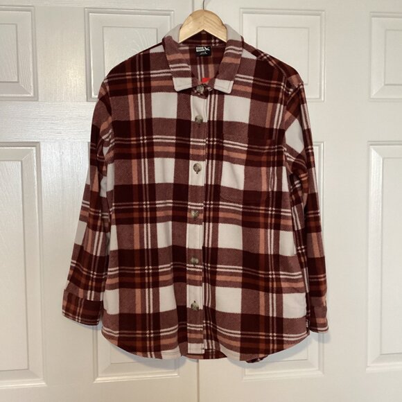 Eddie Bauer Microsoft Collared Brown & Cream Women’s Shirt Size M NWT - Picture 1 of 7